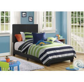 Dorian Black Upholstered Twin Panel Bed