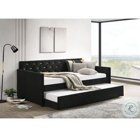 Kendall Black Upholstered Tufted Twin Daybed with Trundle
