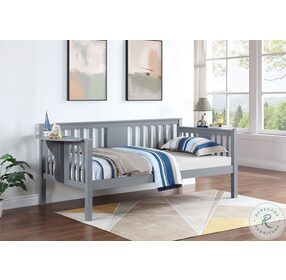 Bethany Gray Wooden Twin Daybed with Drop Down Table