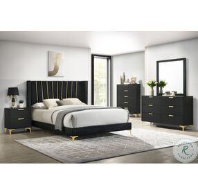 Kendall Black Upholstered Tufted Queen Panel Bed