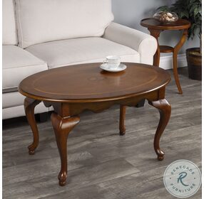 Masterpiece Grace Distressed Olive Ash Oval Coffee Table
