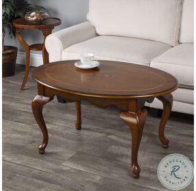 Masterpiece Grace Distressed Olive Ash Oval Coffee Table