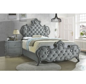 Sandboard Gray Upholstered King Panel Bed