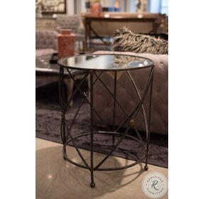 Drum And Fife Gray Mirror Glass Top Lamp Table