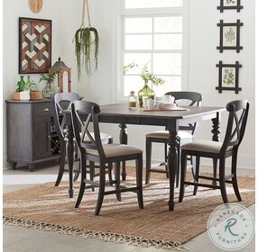 Ocean Isle Slate And Weathered Pine Gathering Dining Table
