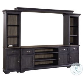 Ocean Isle Slate and Weathered Pine Entertainment Center with Piers