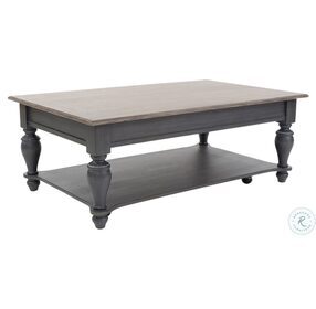 Ocean Isle Slate And Weathered Pine Rectangular Occasional Table Set