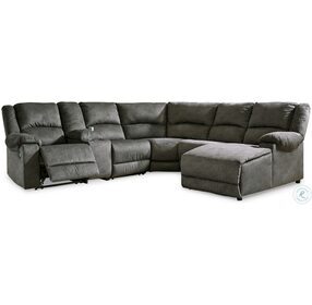 Benlocke Flannel 6 Piece Reclining Sectional with RAF Chaise