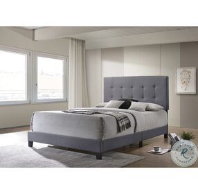 Mapes Gray Upholstered Queen Panel Bed