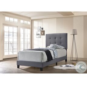 Mapes Gray Upholstered Twin Panel Bed