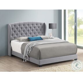 Krome Light Grey King Upholstered Panel Bed