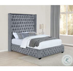 Rocori Grey King Upholstered Panel Bed