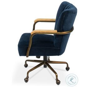 Brooks Blue Velvet Swivel Chair