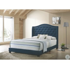 Sonoma Blue Upholstered King Panel Bed