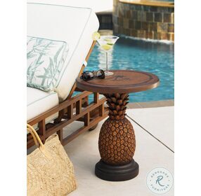 Alfresco Living Light And Golden Sienna Pineapple Outdoor Accent Table