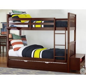 Pulse Cherry Twin Over Twin Bunk Bed With Trundle