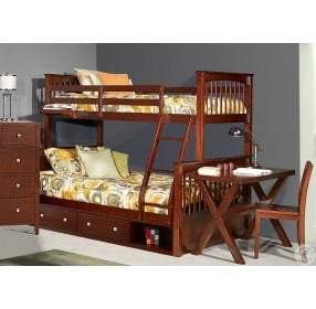 Pulse Cherry Twin Over Full Bunk Bed With Storage