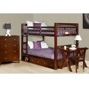 Pulse Cherry Full Over Full Bunk Bed With Storage