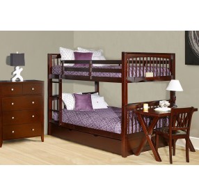 Pulse Cherry Full Over Full Bunk Bed With Trundle