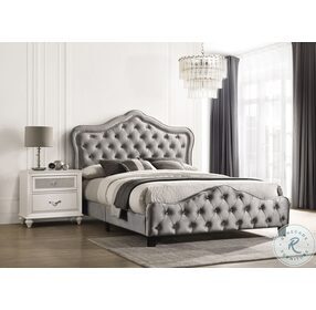 Bella Grey Queen Upholstered Panel Bed