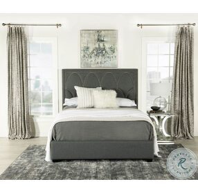 Bowfield Charcoal and Black King Upholstered Panel Bed