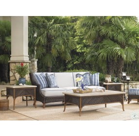 Island Estate Outdoor Lanai Cream And Brown Outdoor Accent Table