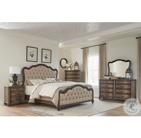 Heath Court Oak and Brown California King Upholstered Panel Bed