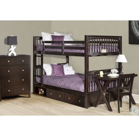 Pulse Chocolate Full Over Full Bunk Bed With Storage