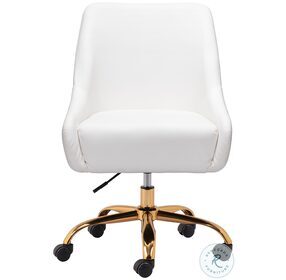 Madelaine White And Gold Swivel Office Chair