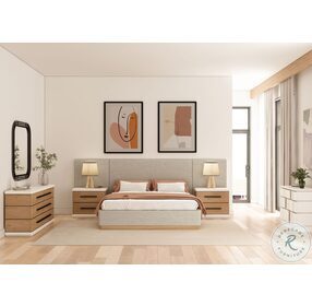 Portico Beige Upholstered Califonia King Panel Bed