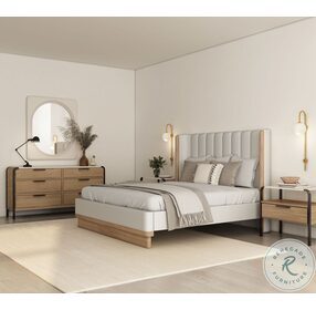Portico Cream Upholstered Wingback Queen Panel Bed