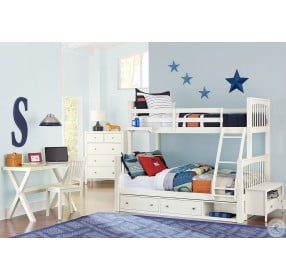 Pulse White Twin Over Full Bunk Bed With Storage