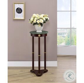 Edie Merlot Round Marble Top Accent Table 