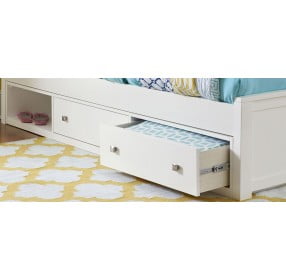 Pulse White Twin L-Shape Panel Bed With Double Storage