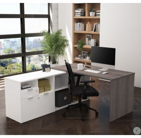 I3 Plus Bark Gray and White L Desk