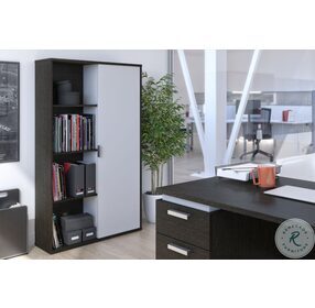 Aquarius Deep Grey And White 35" Storage Unit With 8 Cubbies
