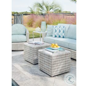 Seabrook Ivory Taupe And Gray Outdoor Cube Ottoman