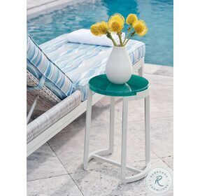 Seabrook Aquamarine And White Outdoor Accent Table