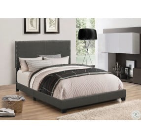 Boyd Charcoal Upholstered Queen Panel Bed