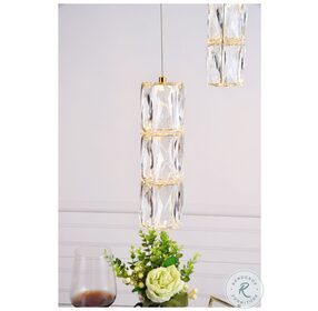 Polaris Gold Clear Crystal Small Pendant With LED Light