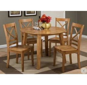 Simplicity Honey Extendable Round Drop-Leaf Dining Table