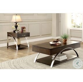 Tioga Espresso And Brushed Chrome Metal End Table
