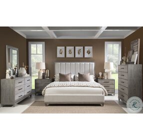 Artesia Smokey Taupe And Beige California King Upholstered Panel Bed