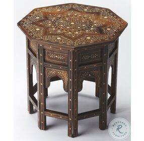 Bone Inlay 20" Wood Accent Table