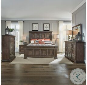 Big Valley Heavy Distressing Brownstone King Panel Bed