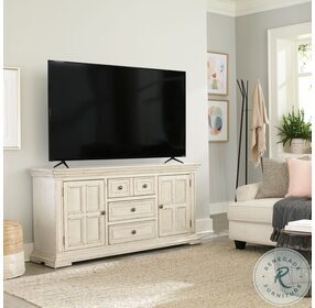 Big Valley Whitestone and Heavy Distressing 66" TV Stand