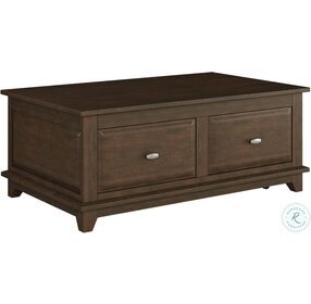 Minot Brown Cherry Lift Top Drawer Occasional Table Set