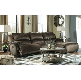 Clonmel Chocolate Press Back Chaise RAF Reclining Sectional
