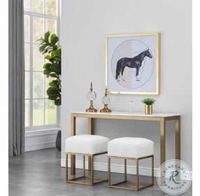 Avalon Gold and White Marble Top Console Table