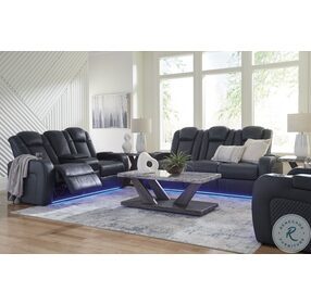 Fyne Dyme Sapphire Power Reclining Console Loveseat with Adjustable Headrest